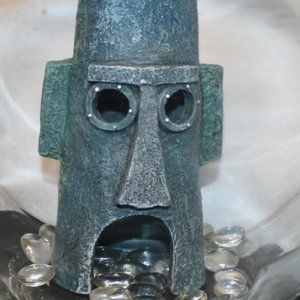 Fish Bowl Tank w Tiki Decor and More